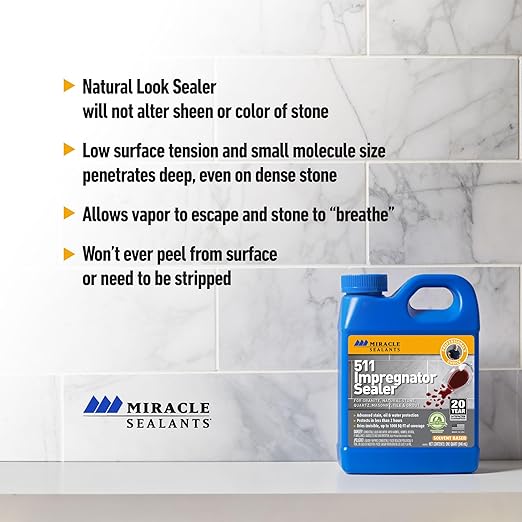 Miracle Sealants 511 Impregnator Advanced Penetrating Sealer for Countertops, Stone, Tile & Grout, Pint