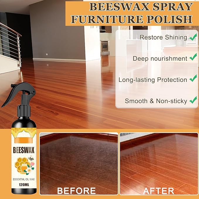 2PCS Beeswax Spray,Natural Beeswax Spray Furniture Polish,Wood Floor Polish,Wood Cleaner,The Original Furniture Polish for Wooden Floor,Tables,Cabinets