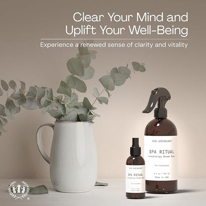 Muse Apothecary Spa Ritual Pure Eucalyptus Oil Shower Mist - Eucalyptus Spray for Shower, Spa, Bath, and Linen - Aromatherapy Eucalyptus Essential Oil Spray - 8oz, 2 Pack