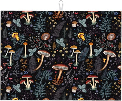 Mushroom Dish Drying Mat For Kitchen Microfiber Drying Mats Absorbent Reversible Dish Pad Draining Mats For Countertop Coffee Mats 18x24 Inch