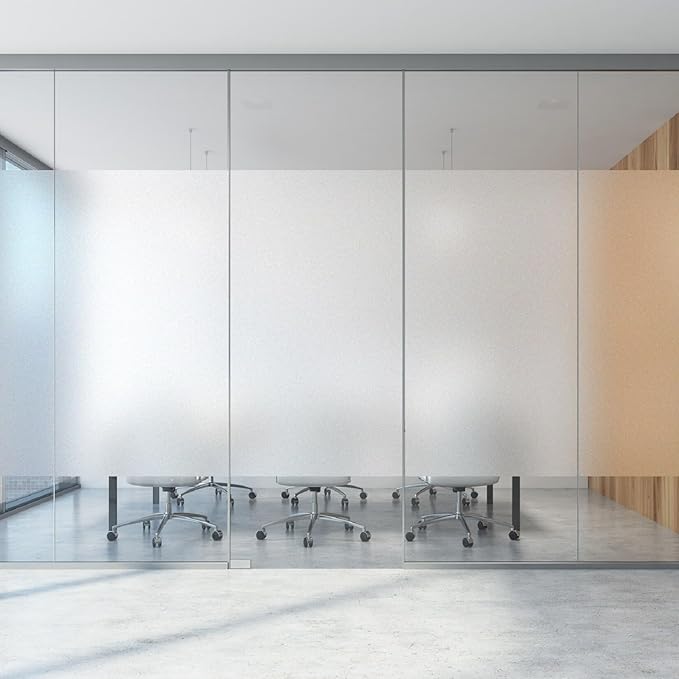 KESPEN Window Privacy Film Frosted Glass Heat Control UV Blocking Privacy Window Film for Glass Windows Static Cling Non-Adhesive Door Coverings Decals for Bathroom Home Office, 35.4 Inch X 16.4 Feet