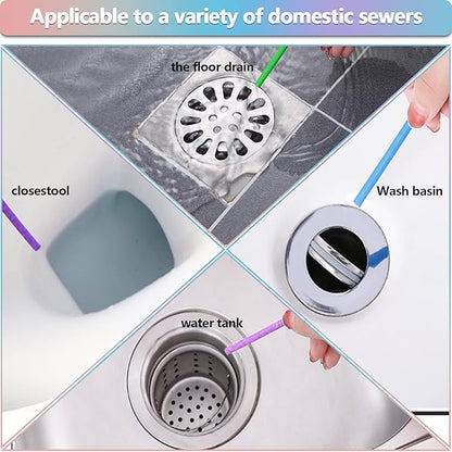 72pcs Drain Cleaner Deodorizer Sticks - Keep Drain Pipes Clear, Prevent Clogs for Kitchen, Bathroom, Toilet (6 Color)