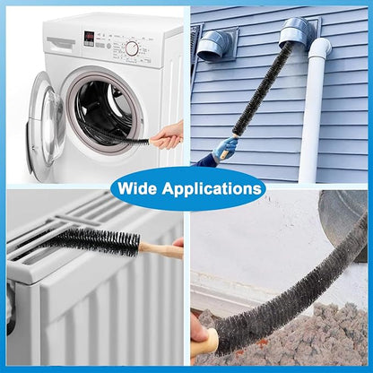 Dryer Vent Cleaner Brush, Flexible Vacuum Dryer Lint Refrigerator Coil Cleaning Brush Lint Trap Cleaning Removal Tool for Trap and Duct, Wood Handle
