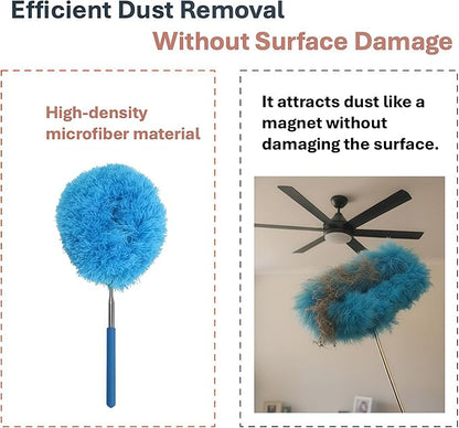 Fan Cleaner Duster (Single Pack) – Extendable Ceiling Fan Cleaner with Blue Microfiber Head, Duster with Extension Pole for Ceilings, Blinds & Corners, No Ladder Needed