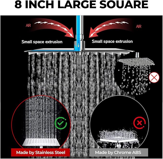 Filtered Shower Head,8 Inch Rain Shower Head with Handheld Spray Combo, Adjustable High Pressure Rainfall Shower Head, Dual Showerhead Set with Extension Arm and 60 Inch Long Shower Hose