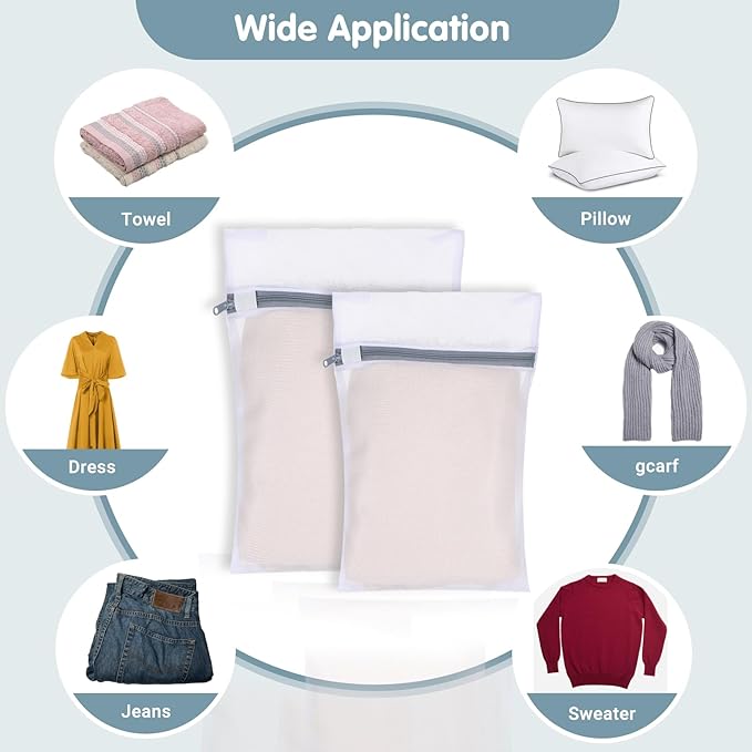 4PCS Laundry Mesh Wash Bags, Mesh Laundry Bags for Delicates, Lingerie Bag, Garment Bag for Washing Machine, Bras, Socks Grey (2 Medium, 2 Small)