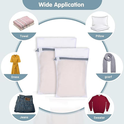 4PCS Laundry Mesh Wash Bags, Mesh Laundry Bags for Delicates, Lingerie Bag, Garment Bag for Washing Machine, Bras, Socks Grey (2 Medium, 2 Small)