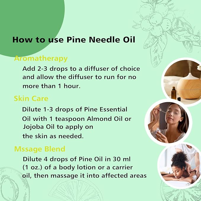 GM Gumili Pine Needle Essential Oil 1 Oz - 100% Pure & Natural Pine Oil for Diffuser, Skin, Massage & Aromatherapy - Fresh Pinus Essential Oils Fragrance