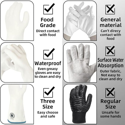 Silicone Oven Gloves, Heat Resistant Oven Gloves with Fingers, Kitchen Oven Mitts Smoker Barbecue Gloves for Baking, Grilling, Cooking, Food Grade, Waterproof, (10)