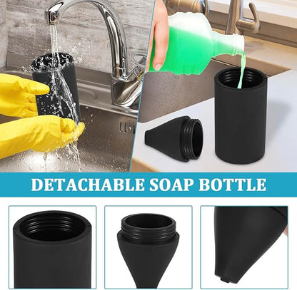200ml Silicone Dishwashing Soap Dispenser, Squeeze Style Dish Soap Squeeze Bottle, Lightweight Easy to Refill Dishwashing Liquid Dispenser, Silicone Divided Bottle for Kitchen and Bathroom. (Black)