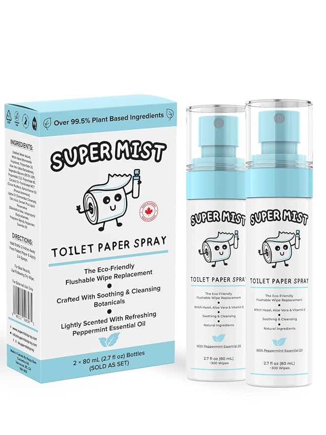 Toilet Paper Spray - 2 Pack (2 X 2.7 fl oz.) - Upgrade Toilet Paper into a Gentle, Cleansing Wipe | A Better Toilet Paper Experience | Soothing Formula | Travel Friendly