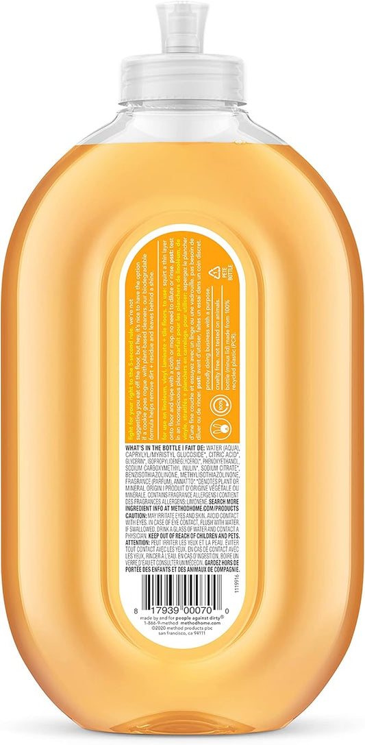 Method Hardwood Floor Cleaner Squirt + Mop Bottle, Ginger Yuzu, For Sealed Hardwood and Laminate Floors, 25 Fl Oz (Pack of 6)