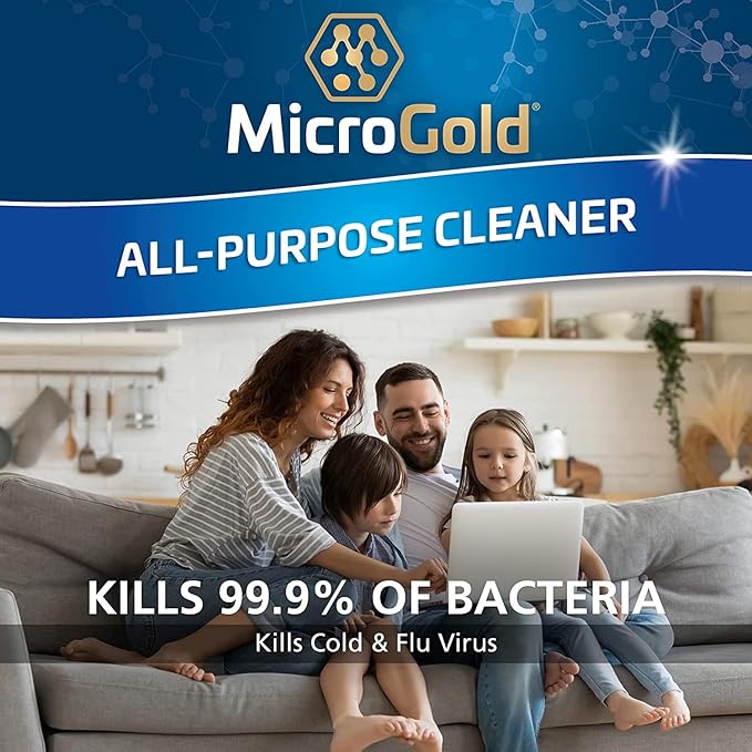 MicroGold All-Purpose Cleaner Spray Kills 99.9% of Bacteria and Viruses Bleach Free for Use in Kitchens and Bathrooms, 24 Fluid Ounces, 6 Pack