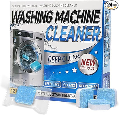 Washing Machine Cleaner Tablets - Deep Cleans & Descaler for Front Load and Top Load Washers, HE Compatible, 24 Pack