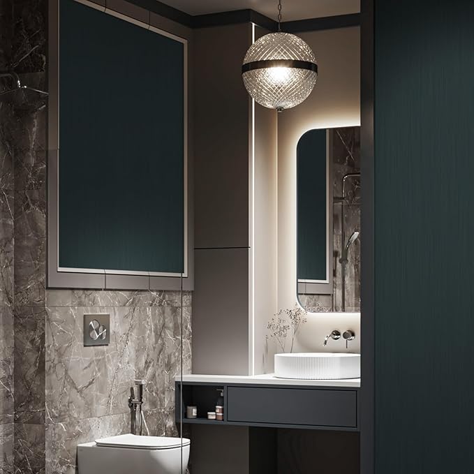 Dimoon 15.7"x78.7"Green Peel and Stick Wallpaper Modern Green Contact Paper Removable Self-Adhesive Wall Paper Thickened Waterproof Wallpaper for Kitchen Countertops Vinyl Roll