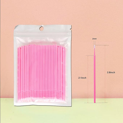 1200PCS Microswabs for Eyelash Extensions，Micro Applicators Brush for Cleaning and Applying Make-up Pink (Head Diameter: 2.0mm)