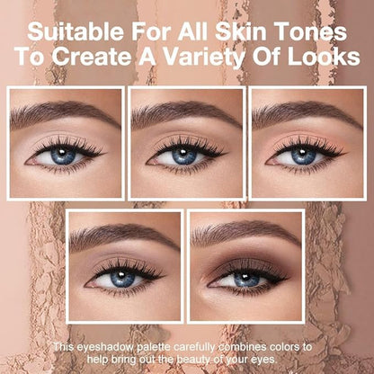 5 Colors Matte Nude Eyeshadow Makeup Palette, Nude Pink Brown Cocoa Neutral Matte Smokey Cream Mini Eye Shadow Palette Makeup for Older Women Blue Green Eyes, Contour Make up Palettes sombras de ojos