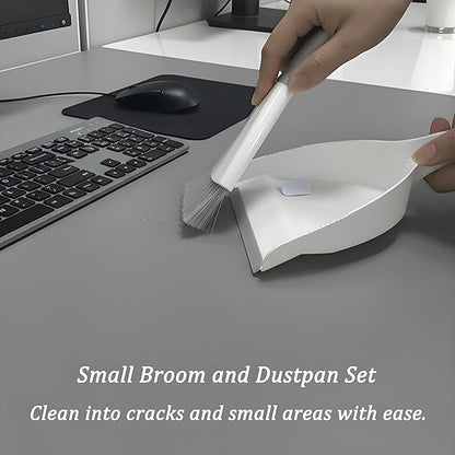 Small Hand Dust Pan and Brush - Small Broom and Dustpan Set, Mini Broom and Dustpan, Compact Dustpans and Brush for Home Cleaning, Sofa, Desk, Guinea Pig Cage, Cat Litter, etc. (Gray 2 Set)