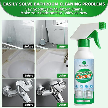 Bathroom Glass Cleaner Spray - Removes Limescale, Soap Scum, and Oil Film, Streak Free Instant Shine for Mirrors, Tiles & Shower Doors | No Residue, Vinegar-Free Formula, 200ml