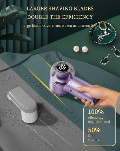 Fabric Shaver with Lint Brush, Large Lint Shaver with Digital Display, 3-Speeds Lint Remover with 6-Leaf Blades, Electric Sweater Shaver to Remove Pilling for Clothes, Furniture