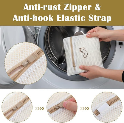 4 Pcs 7.87×7.09 Inch Small Mesh Laundry Bags for Socks, Durable Polyester Lingerie Delicates Bag for Washing Machine, Useful for Masks, Underwear (4 Sock Laundry Bag)