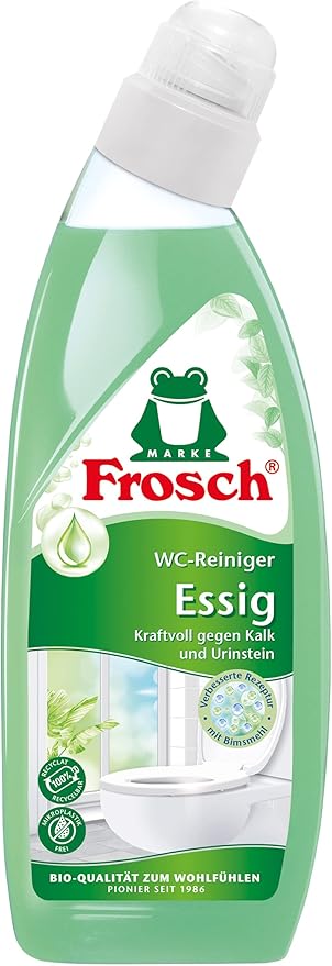 Frosch Vinegar Toilet Cleaner, Liquid Toilet Cleaner Removes Lime and Urinary Stone for Powerful Cleaning with Vinegar and Pumice Flour, 750 ml