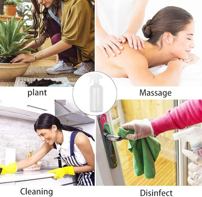 UUJOLY 17 oz Plastic Spray Bottle Trigger Empty Spray Bottles Clear Refillable Container for Water, Essential Oils, Hair, Cleaning Products, Adjustable Head Sprayer and Stream (2 Pack)