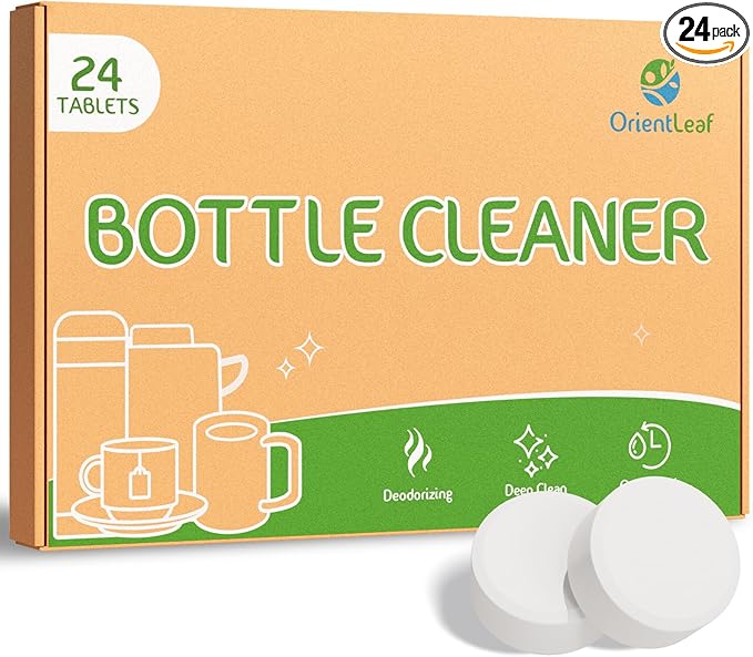 ORIENTLEAF Water Bottle Cleaning Tablets, Water Bottle Cleaner For Stainless Steel, Tumbler, Travel Mugs, Bottle Cleaner Tablets 24 Count