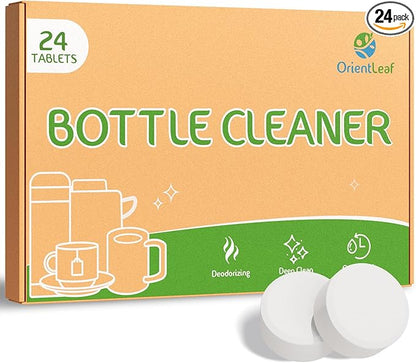 ORIENTLEAF Water Bottle Cleaning Tablets, Water Bottle Cleaner For Stainless Steel, Tumbler, Travel Mugs, Bottle Cleaner Tablets 24 Count
