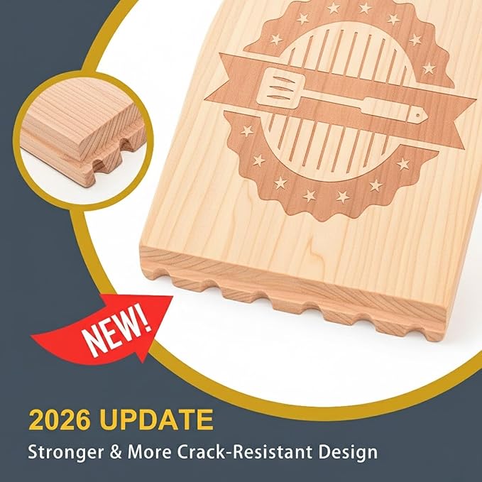 Wooden BBQ Grill Scraper – Beech Wood Griddle Cleaner for Traeger and Other Grills, No Metal Bristles, Safe and Durable Grill Cleaning Tool with Grooved Edge