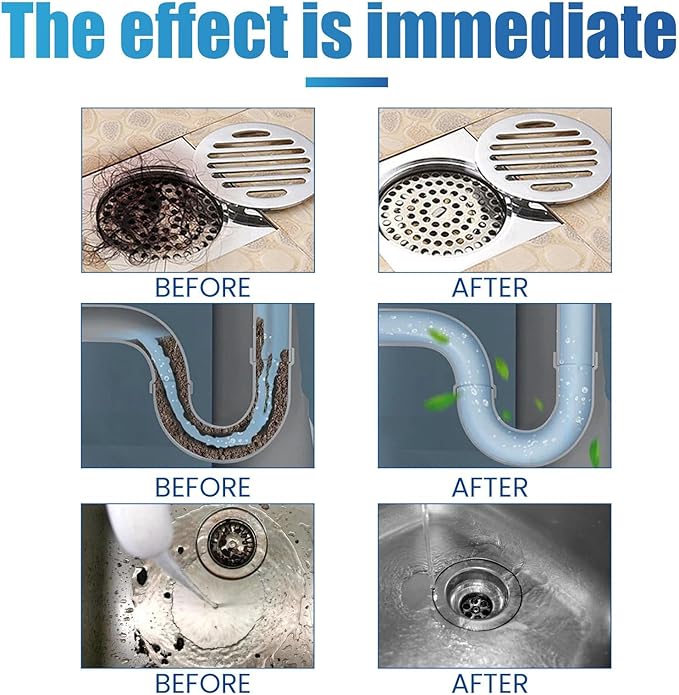Wmool Pipeline Dredging Agent, Powerful Pipe Dredging Agent, Drain Clog Remover, Unclog Toilet Clog And Kitchen Sink Pipe Unblocker Powder, Quick Cleaning Drain Toilet Cleaner Tool