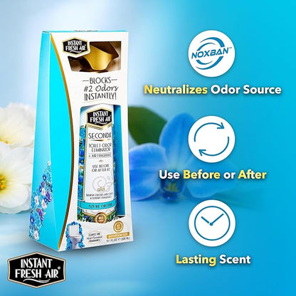 Seconda Premium Toilet Spray - Bathroom Air Freshener & Toilet Bowl Odor Eliminator - For Home, Business, School - Bathroom Deodorizer - Long Lasting Orchid Fragrance - 10.1 fl oz.
