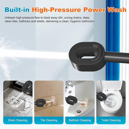 Hibbent Filtered Showerhead with handheld, High Pressure 5 Sprays Handheld Shower Head with Brass Holder & 71" Metal Hose, Water Softener for Hard Water-Remove Chlorine, Reduces Dry Itchy Skin, Black