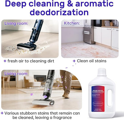 Lavender Floor Cleaning Solution 1L Compatible with Dreame Wet & Dry Vacuum and Robot， Residue & Streak Free,Suitable for All Robot Vacuum Cleaners and Wireless Wet Dry Dual-Use Vacuum Cleaners