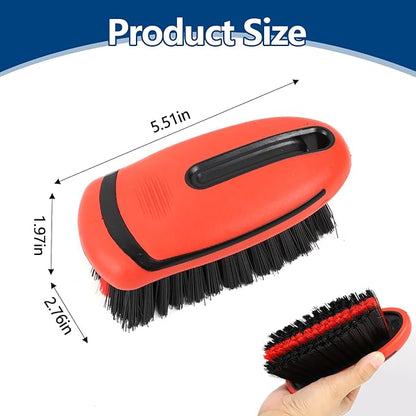 Carpet and Upholstery Cleaning Brush, Stiff Bristle Scrub Brush for Floor Mats, Car Carpet Scrubber with Comfortable Handle, Cleaning Detailing Brush for Car Interior and Home (Red)