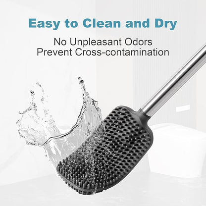 TrashAid Toilet Brush - 2 Pack Toilet Bowl Brush and Holder, Silicone Toilet Brush and Holder Set, Toilet Cleaner Brush with Silicone Bristles, Bathroom Accessories, rv, Wall Mounted, Cream White
