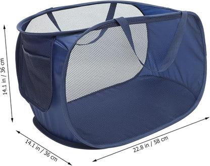 PRETYZOOM Foldable Mesh Laundry Basket with Handles Large Clothes Hamper for Bedroom Bathroom Nursery and Living Storage Convenient Portable Laundry Organizer