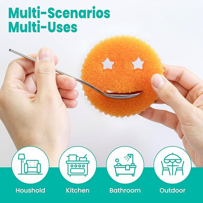 HELIME Scrub Sponges Dish Scrubber, Non-Scratch Multi-Functional Color Sponge, Temperature Controlled Cleaning Pads, Dishwasher Safe for Kitchen, Bathroom, Stain Odor Resistant BPA Free Polymer Foam