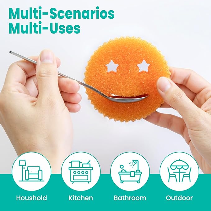 HELIME Scrub Sponges Dish Scrubber, Non-Scratch Multi-Functional Color Sponge, Temperature Controlled Cleaning Pads, Dishwasher Safe for Kitchen, Bathroom, Stain Odor Resistant BPA Free Polymer Foam