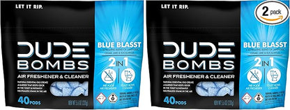 Dude Bombs - Toilet Stank Eliminator - Fresh Scent 2-in-1 Stank Eliminator + Toilet Bowl Freshener - Refreshing Blend of Lavender, Cedar, Lime, and Eucalyptus- Pods 40 Count (Pack of 2)