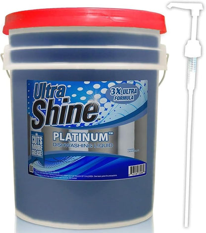 Ultra Shine 4 Pack 3X Platinum Bulk Dishwashing Liquid, Powerful Grease Remover, 5-Gallon - Concentrated Dish Cleaner Soap for Commercial Kitchens, Restaurants & Home Cleaning, Gentle on Hands & Skin