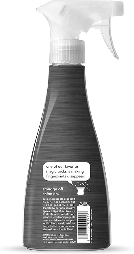 Method Stainless Steel Cleaner + Polish, Apple Orchard, Cleans Fingerprints and Smudges, 14 FL Oz (Pack of 1)