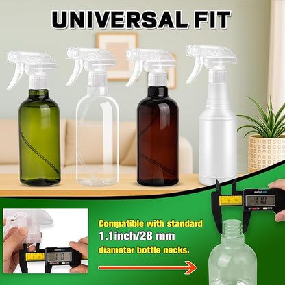 DIYSELF Spray-Bottle-Nozzle-Replacement, Universal Spray Bottle Top for Plastic Glass Bottles, Adjustable Trigger Sprayer, 24 Pcs Spray Nozzle Heads for Cleaning, Commercial Use, Chemical Resistant