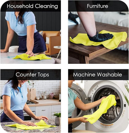 Avalon Towels Microfiber Cleaning Cloths (Value Pack of 48) - Size 16 x 16 Inches, Highly Absorbent Cleaning Rags, Lint Free, Reusable and Washable, Microfiber Towels for Cars