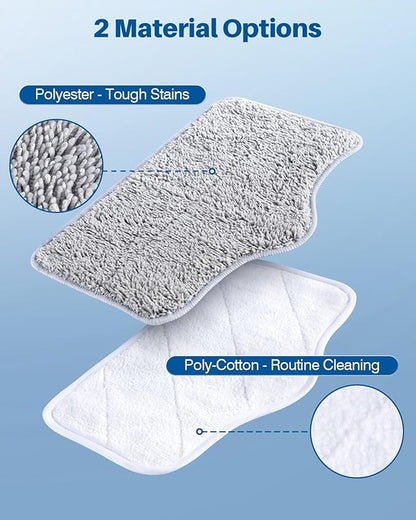 Steam Mop Replacement Pads - 6 Pack Machine Washable Microfiber Cloths, Reusable Cleaning Pads