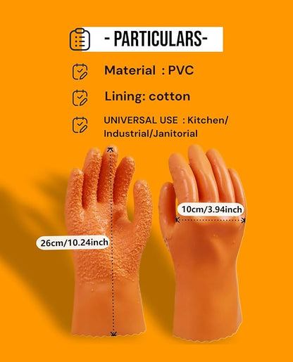 2 Pairs Enhanced Grip Household Cleaning Gloves for Kitchen Dishwashing, Non-Slip Cleaning Gloves