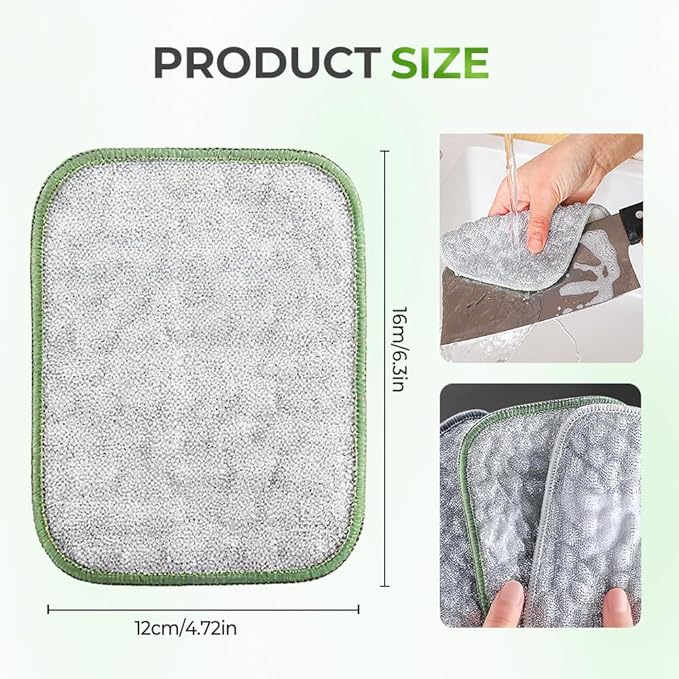 Multipurpose Steel Wire Cleaning Cloth - Double-Sided Scrub Rag for Kitchen Pots Pans Wet Dry (10)
