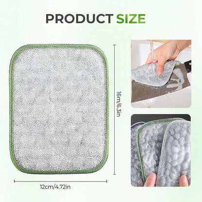 Multipurpose Steel Wire Cleaning Cloth - Double-Sided Scrub Rag for Kitchen Pots Pans Wet Dry (10)