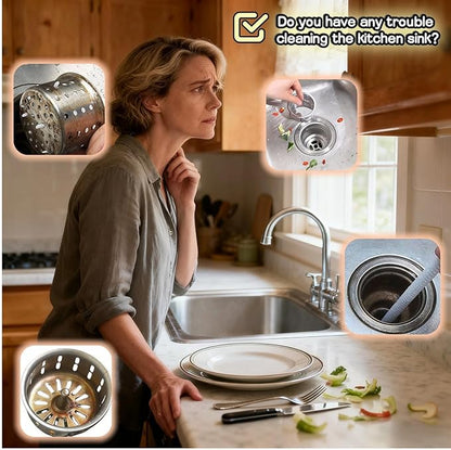 3" Kitchen Sink Strainer, 2-Pack Fine Mesh Basket - Catches Food Waste, Hair & Prevents Clogs, Rust-Proof Stainless Steel, Fits Standard Drain