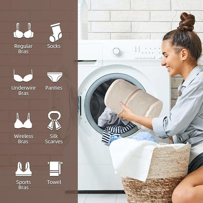 100% Pure Cotton Mesh Laundry Bags, Bra Lingerie Wash Bags for Delicates, No Dye, Set of 3, Natural(8x6.5 Inch)